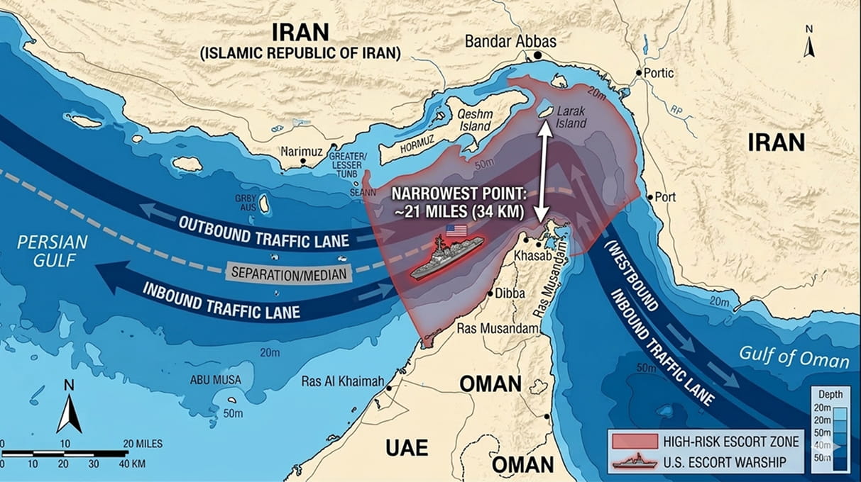 U.S. warship inside the high-risk zone at Strait of Hormuz